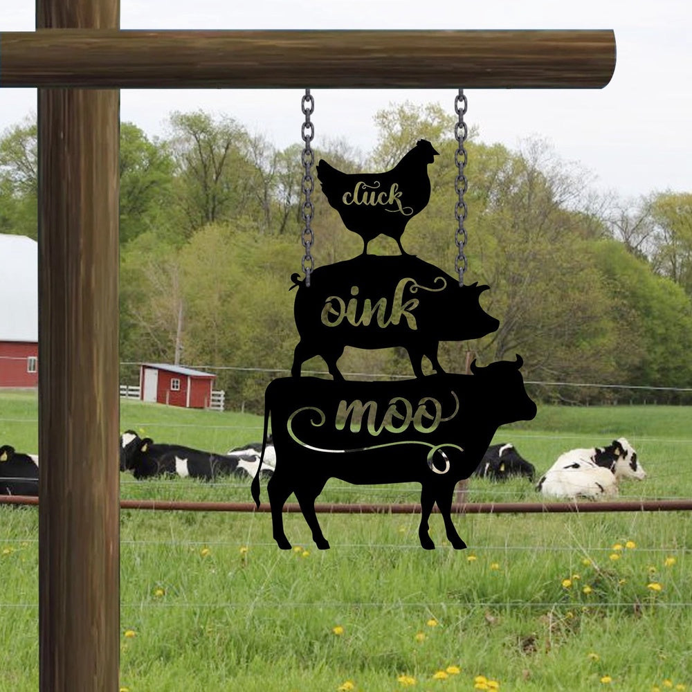 Farm Metal Sign, Duck Oink Moo Funny Animals Metal Farm Sign, Gift For Farmer, Personalized Metal Farm Signs