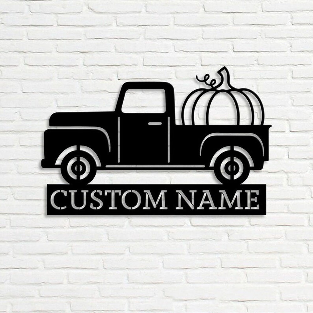 Farm Metal Sign, Fall Truck Pumpkins Patch Pumpkin Farm Welcome Custom Metal Signs
