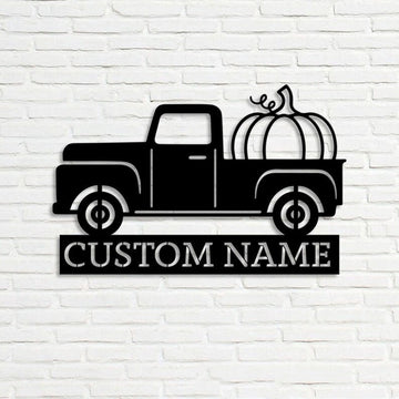 Farm Metal Sign, Fall Truck Pumpkins Patch Pumpkin Farm Welcome Custom Metal Signs