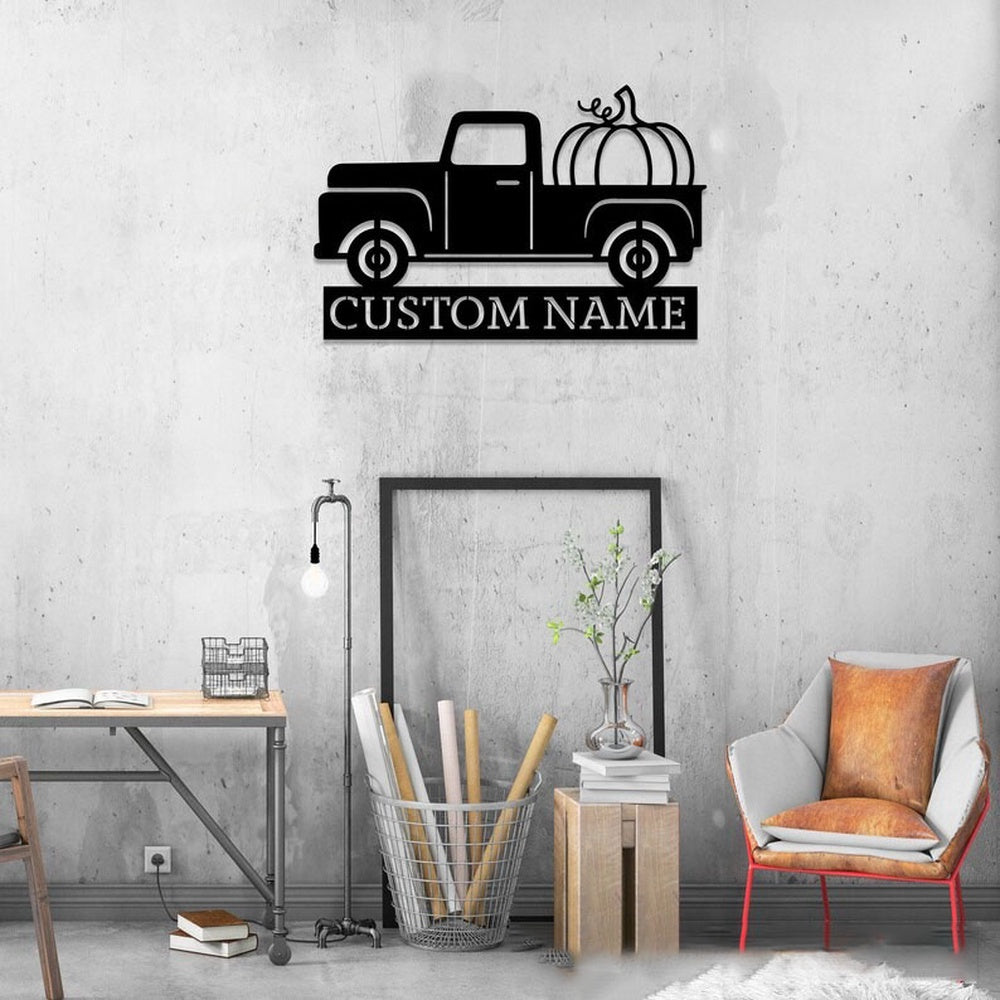 Farm Metal Sign, Fall Truck Pumpkins Patch Pumpkin Farm Welcome Custom Metal Signs