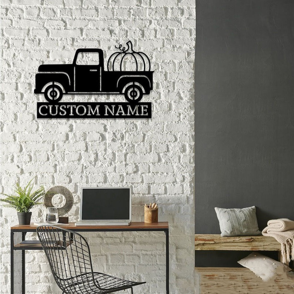 Farm Metal Sign, Fall Truck Pumpkins Patch Pumpkin Farm Welcome Custom Metal Signs