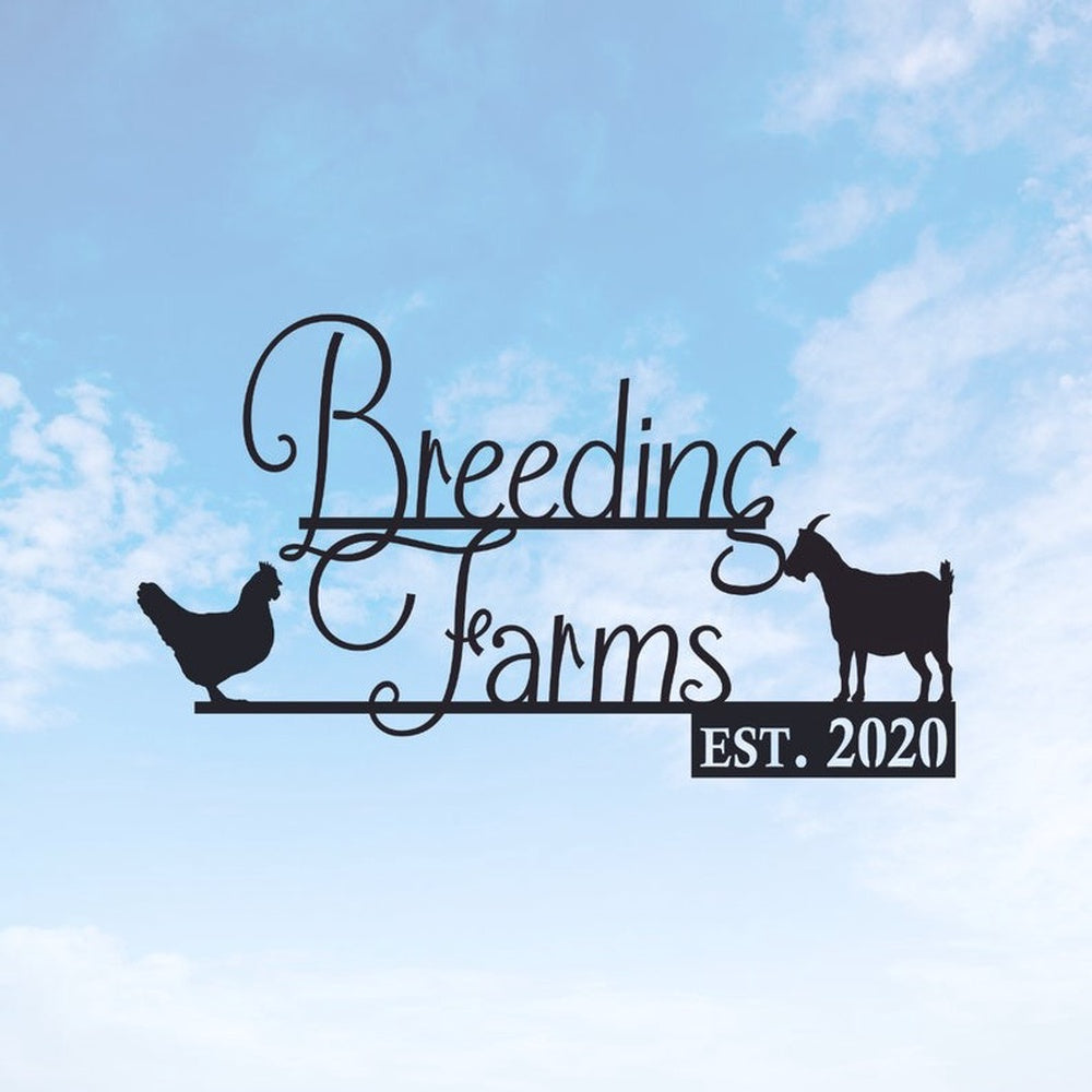 Farm Metal Sign, Family Farm Sign with Goat and Chicken Chicken Coop Goat Decor Custom Metal Signs