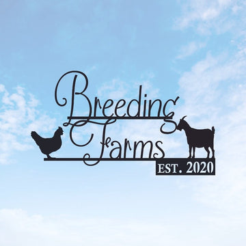 Farm Metal Sign, Family Farm Sign with Goat and Chicken Chicken Coop Goat Decor Custom Metal Signs