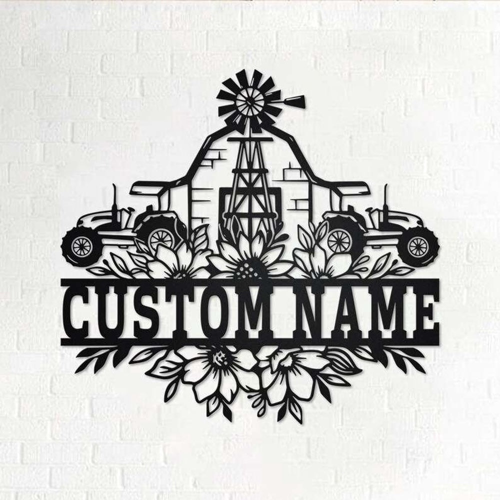 Farm Metal Sign, Farm Floral Farmer Personalized Metal Sign Decoration for Room Farmhouse