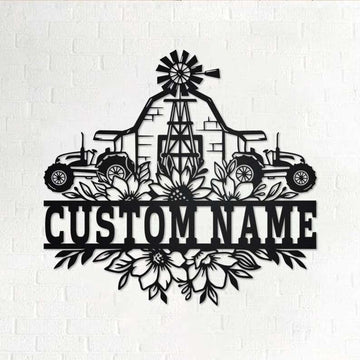 Farm Metal Sign, Farm Floral Farmer Personalized Metal Sign Decoration for Room Farmhouse