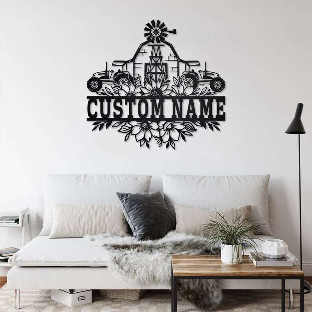 Farm Metal Sign, Farm Floral Farmer Personalized Metal Sign Decoration for Room Farmhouse