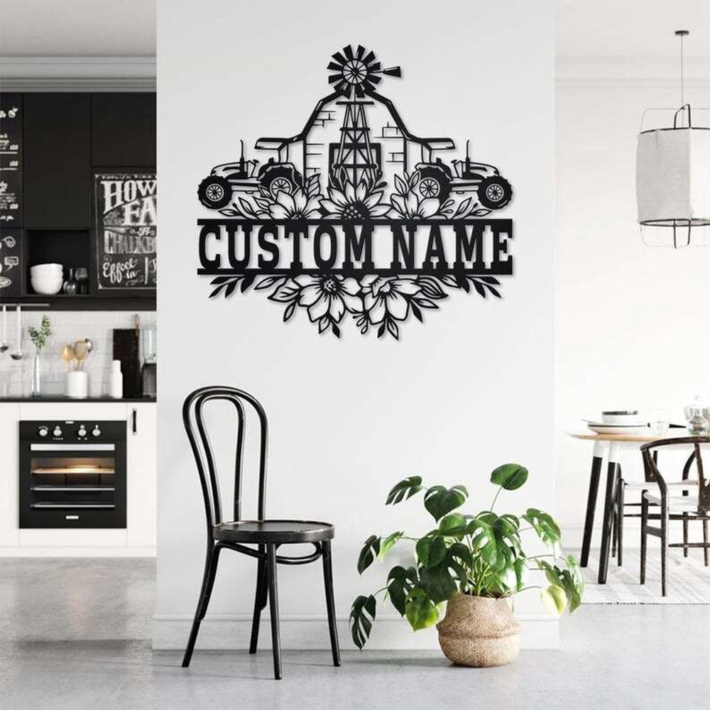 Farm Metal Sign, Farm Floral Farmer Personalized Metal Sign Decoration for Room Farmhouse