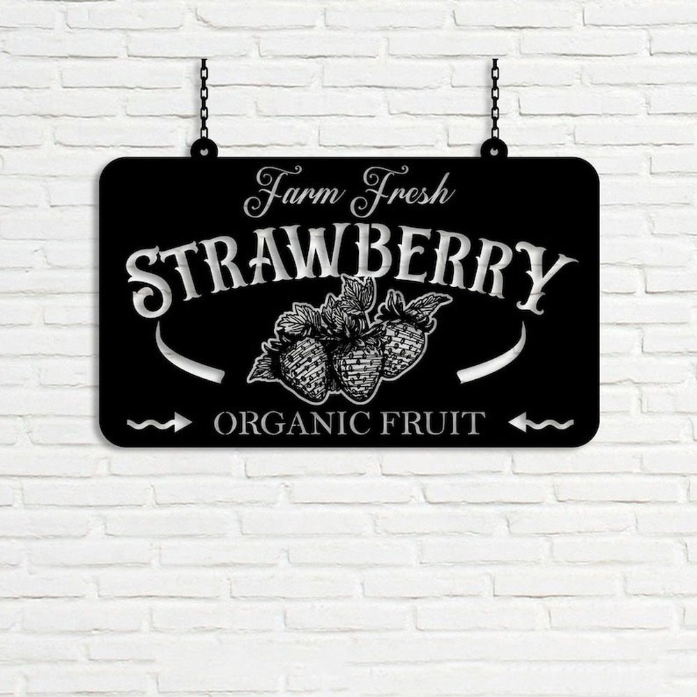 Farm Metal Sign, Farm Fresh Strawberry Organic Fruit Custom Metal Signs
