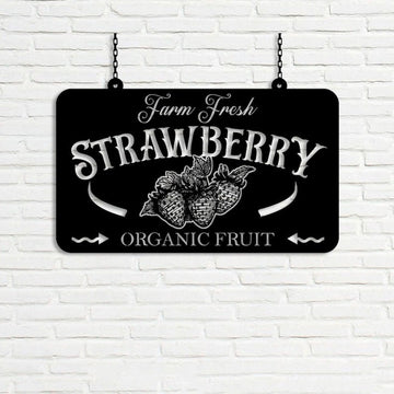 Farm Metal Sign, Farm Fresh Strawberry Organic Fruit Custom Metal Signs