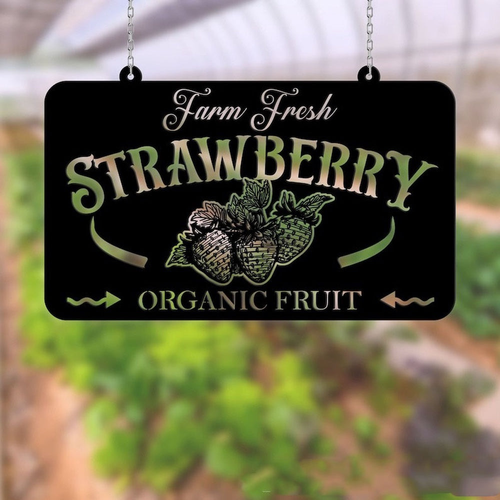 Farm Metal Sign, Farm Fresh Strawberry Organic Fruit Custom Metal Signs