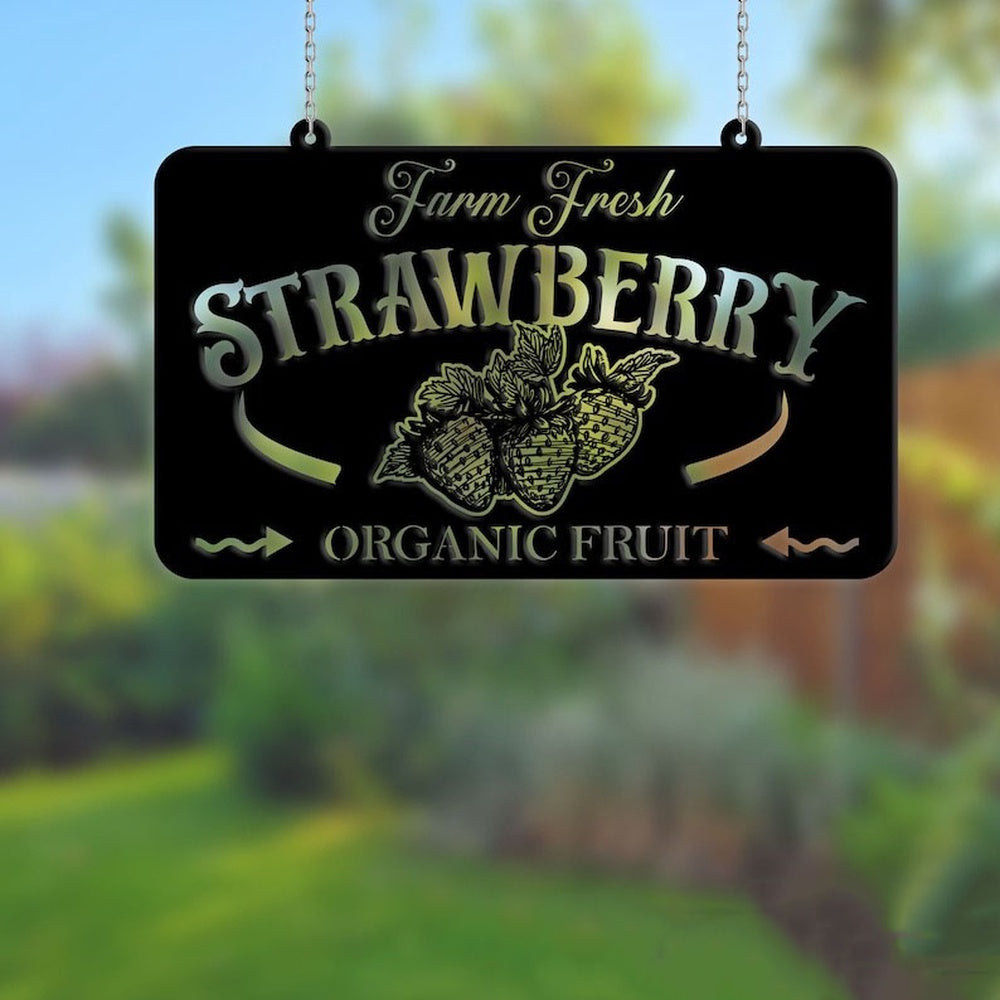 Farm Metal Sign, Farm Fresh Strawberry Organic Fruit Custom Metal Signs