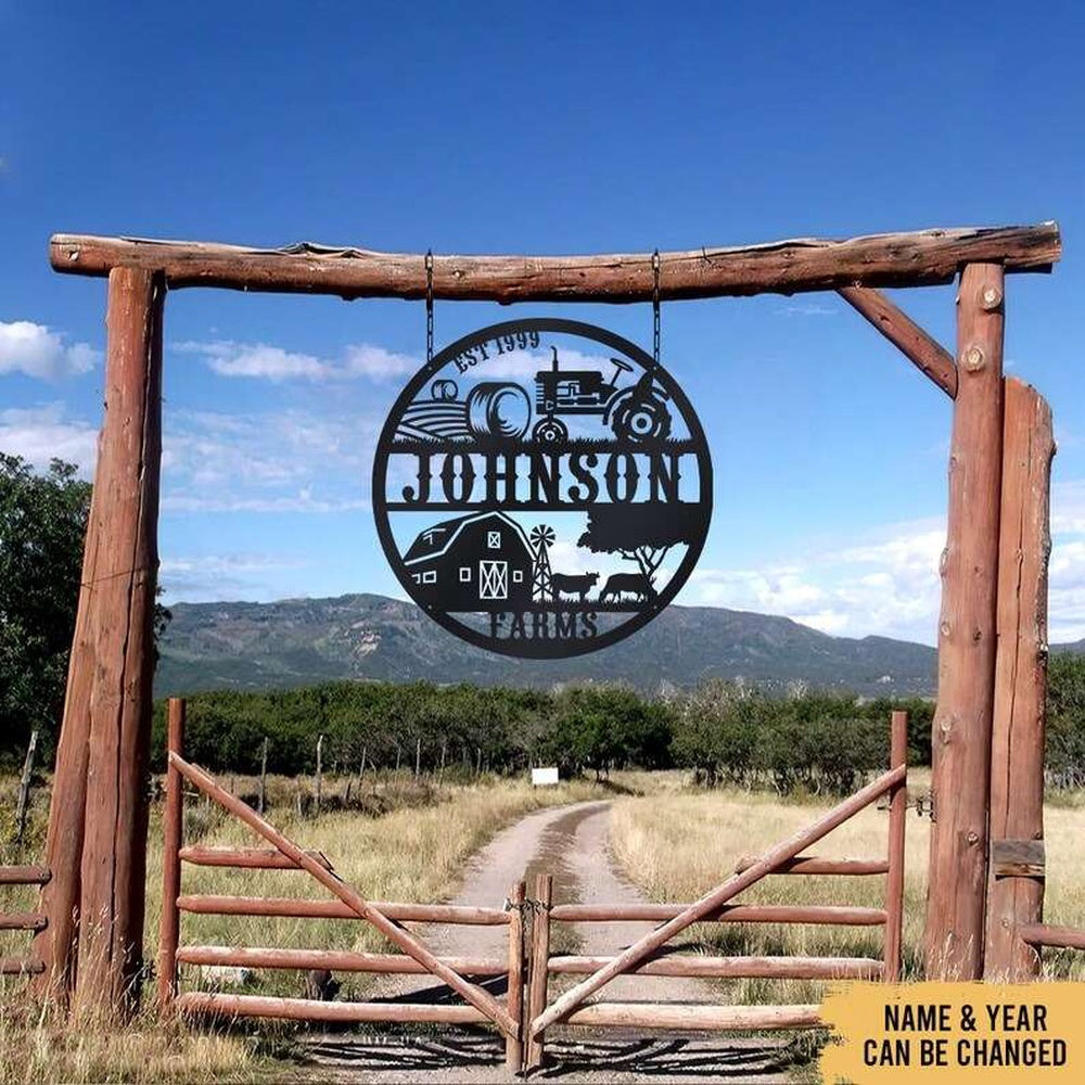 Farm Metal Sign, Farm Life Animal Outdoor Decor Personalized Metal Farm Sign