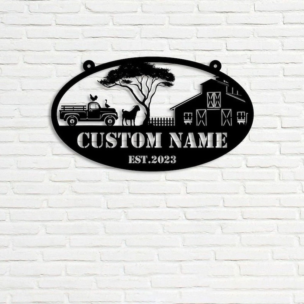 Farm Metal Sign, Farm Scene Barn Truck Goat Chicken Goose Fam Welcome Custom Metal Signs