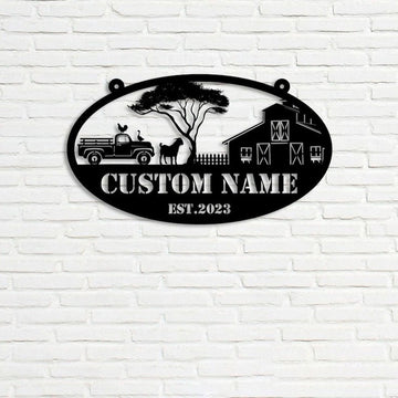 Farm Metal Sign, Farm Scene Barn Truck Goat Chicken Goose Fam Welcome Custom Metal Signs