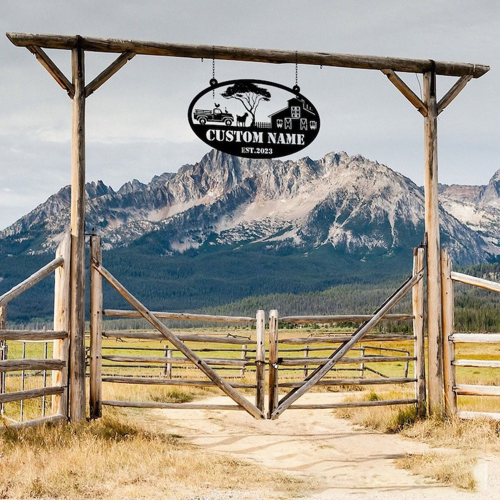 Farm Metal Sign, Farm Scene Barn Truck Goat Chicken Goose Fam Welcome Custom Metal Signs
