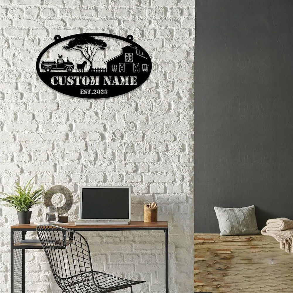 Farm Metal Sign, Farm Scene Barn Truck Goat Chicken Goose Fam Welcome Custom Metal Signs