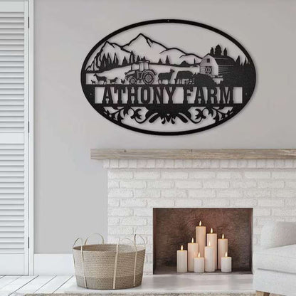 Farm Metal Sign, Farm Scene Metal Wall Art Farmhouse Decor Personalized Farm Cut Metal Sign