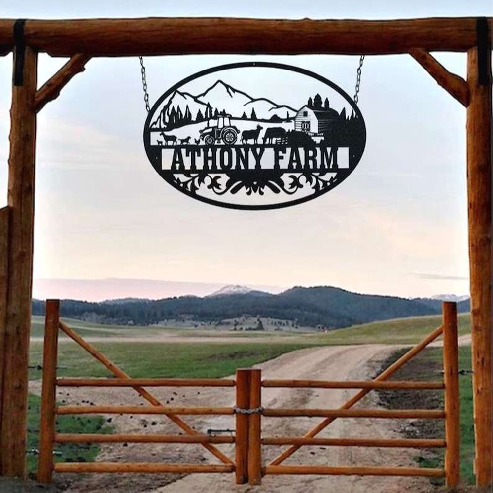Farm Metal Sign, Farm Scene Metal Wall Art Farmhouse Decor Personalized Farm Cut Metal Sign