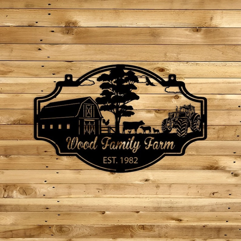 Farm Metal Sign, Farmhouse Barn Ranch Farm Scene Tractor Custom Metal Signs