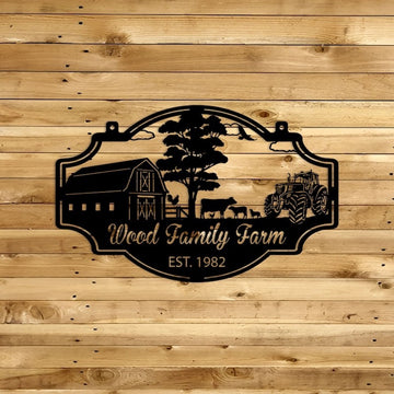 Farm Metal Sign, Farmhouse Barn Ranch Farm Scene Tractor Custom Metal Signs