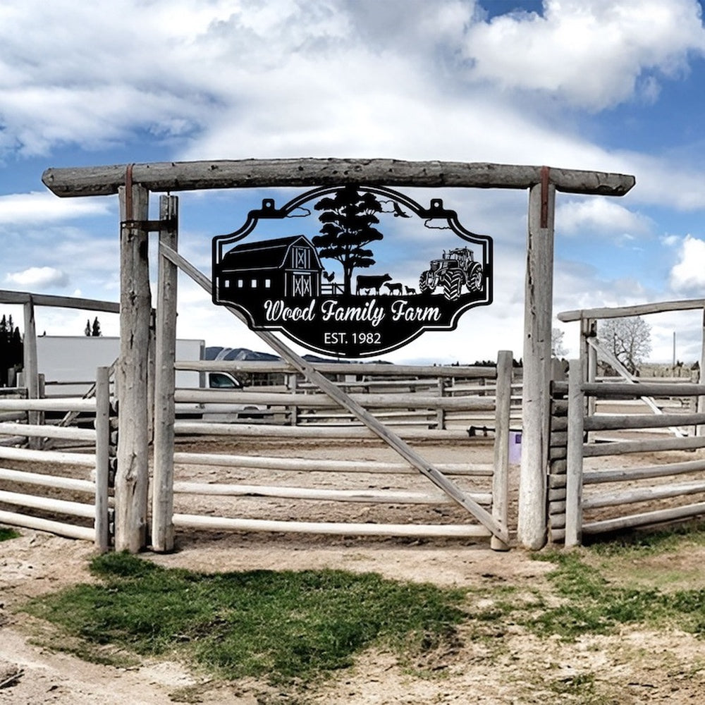 Farm Metal Sign, Farmhouse Barn Ranch Farm Scene Tractor Custom Metal Signs