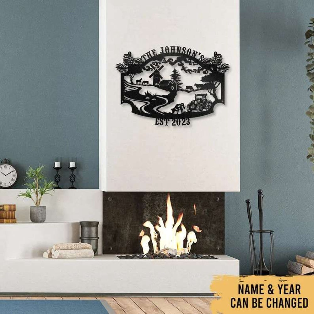 Farm Metal Sign, Farmhouse Farm Decoration Personalized Cut Metal Sign