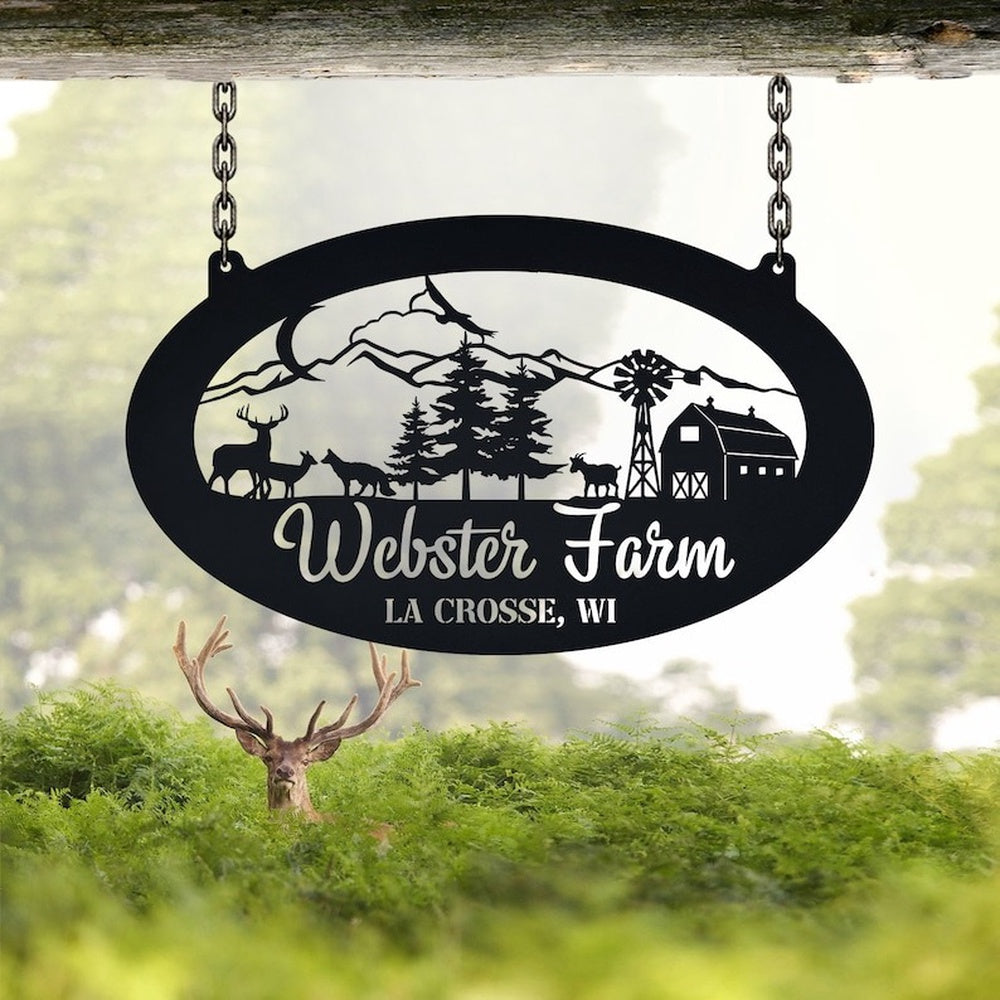 Farm Metal Sign, Farmhouse Farm Entrance Ranch Custom Metal Signs