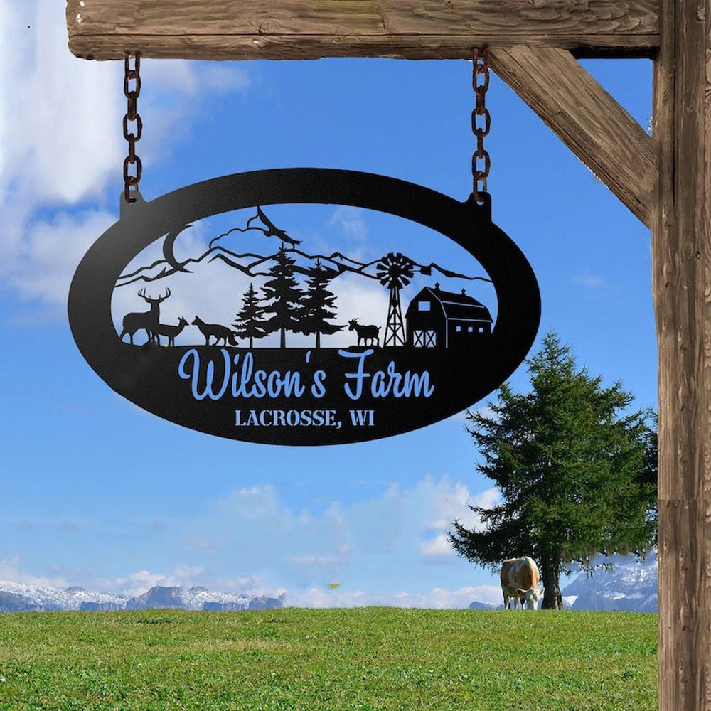 Farm Metal Sign, Farmhouse Farm Entrance Ranch Custom Metal Signs