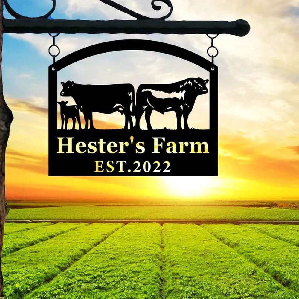 Farm Metal Sign, Farmhouse Farm Farmer Home Decor Personalized Metal Sign Cow Calf Chicken Tractor Sign