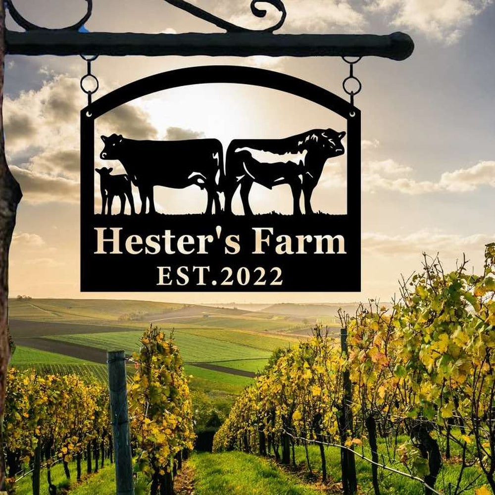Farm Metal Sign, Farmhouse Farm Farmer Home Decor Personalized Metal Sign Cow Calf Chicken Tractor Sign