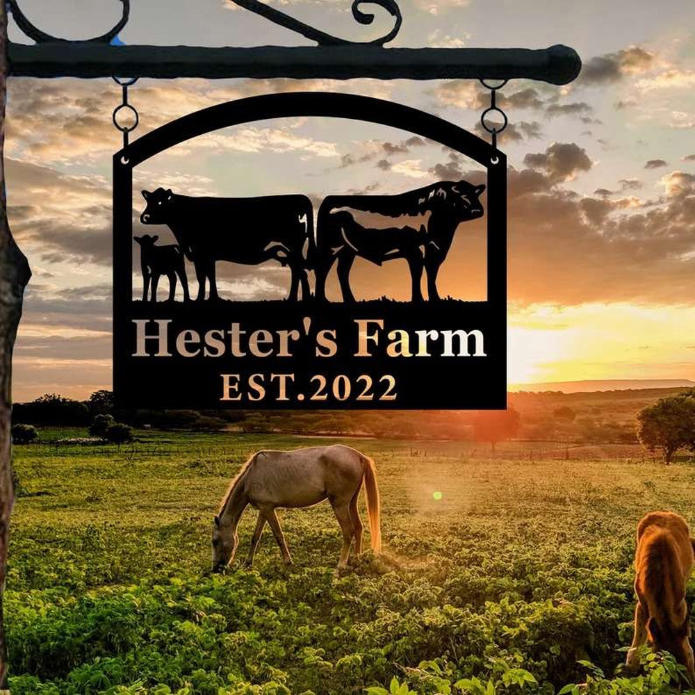 Farm Metal Sign, Farmhouse Farm Farmer Home Decor Personalized Metal Sign Cow Calf Chicken Tractor Sign