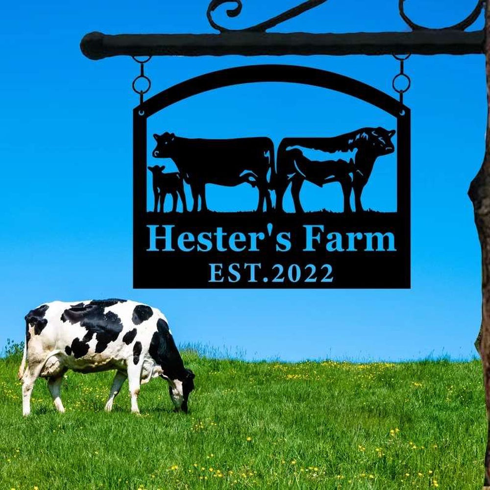 Farm Metal Sign, Farmhouse Farm Farmer Home Decor Personalized Metal Sign Cow Calf Chicken Tractor Sign