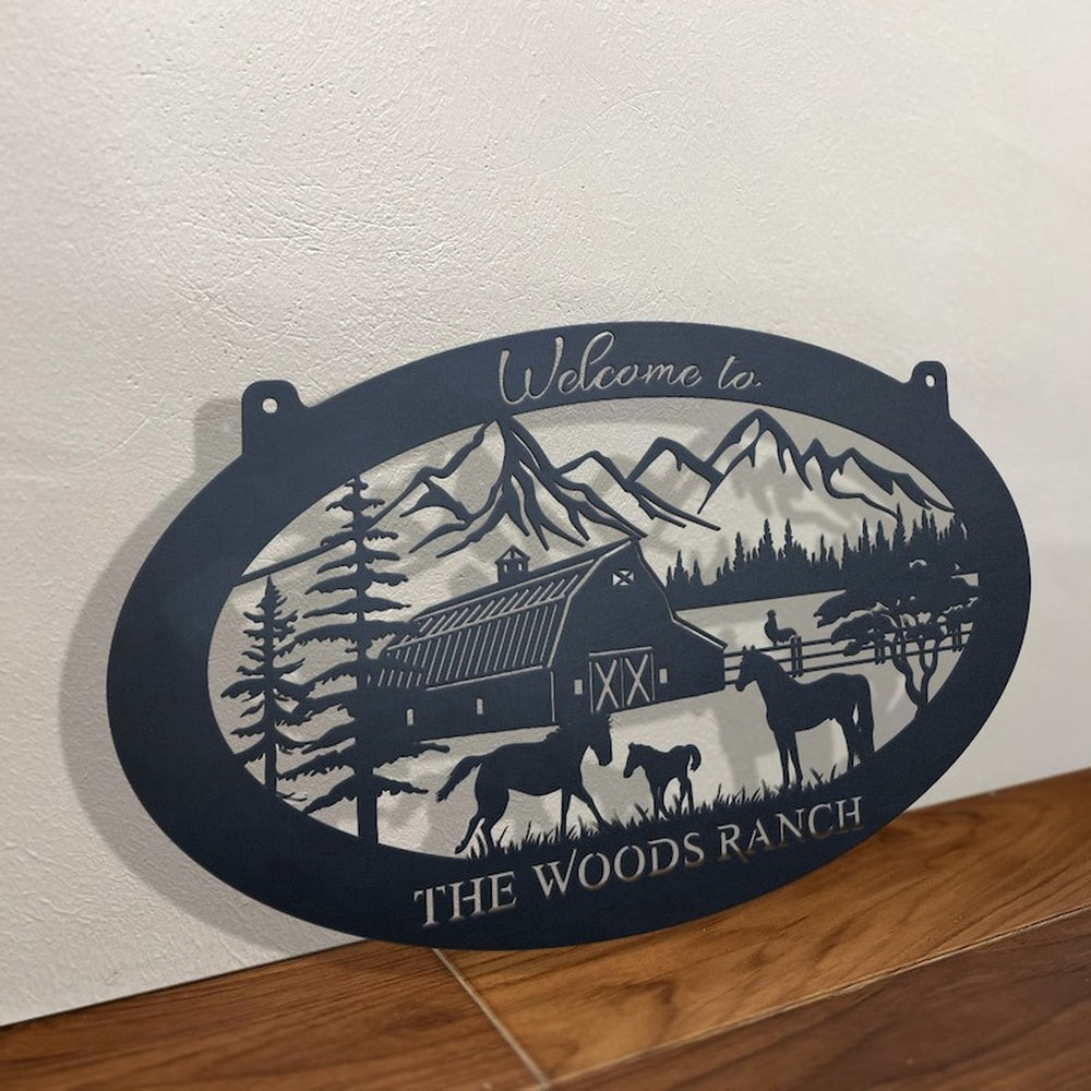 Farm Metal Sign, Farmhouse Mountain Barn Horse Chicken Farm Land Custom Metal Signs