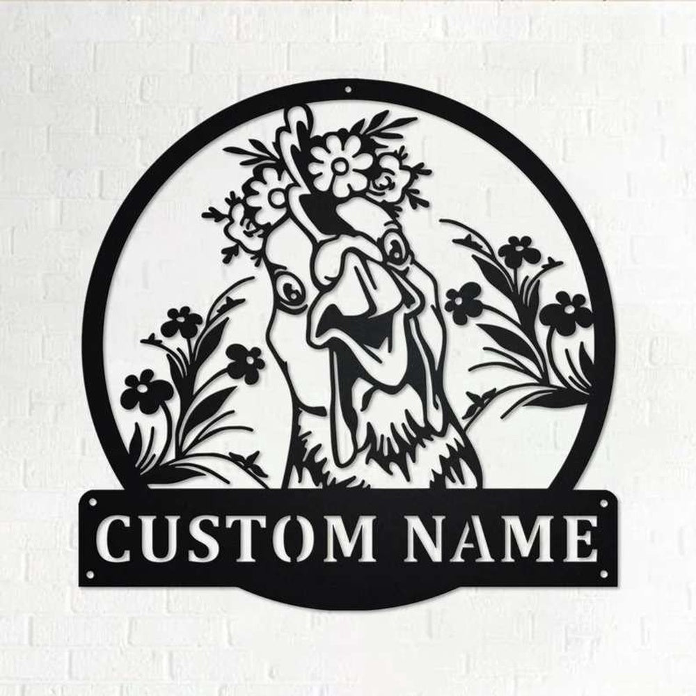 Farm Metal Sign, Floral Chicken Custom Metal Sign Decoration For Room Farmer Gift