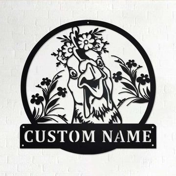 Farm Metal Sign, Floral Chicken Custom Metal Sign Decoration For Room Farmer Gift