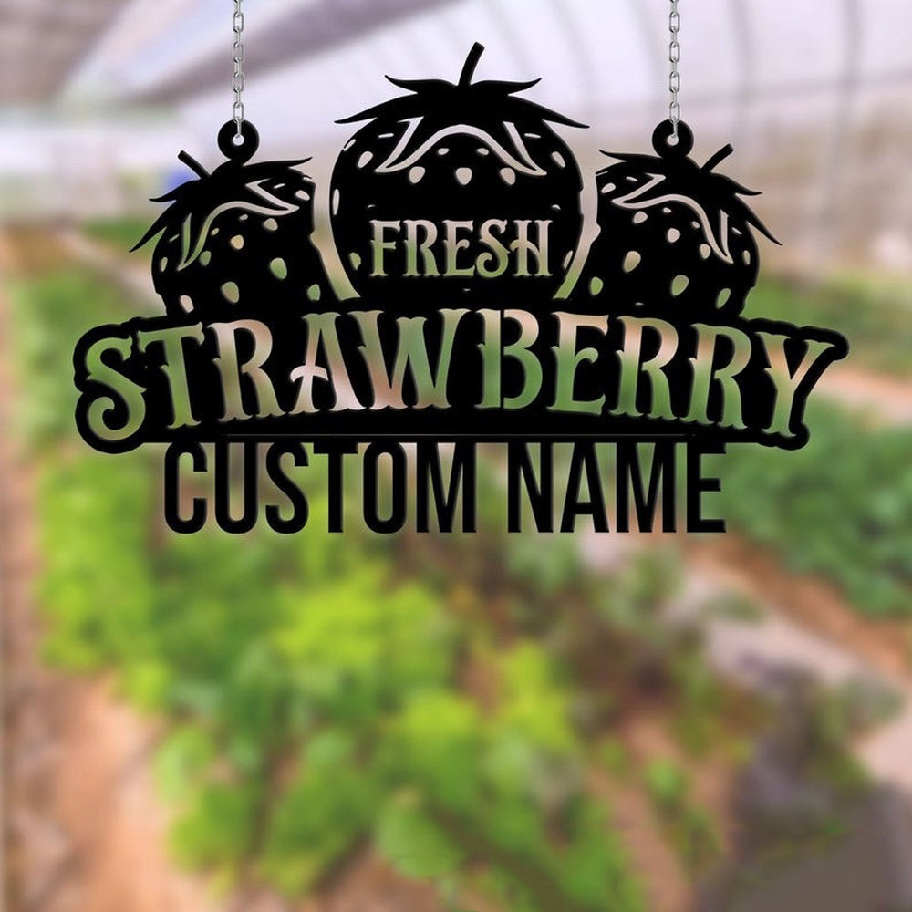 Farm Metal Sign, Fresh Strawberry Farm Custom Metal Signs