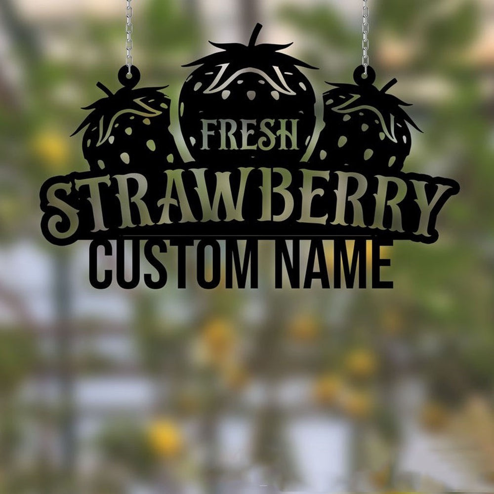 Farm Metal Sign, Fresh Strawberry Farm Custom Metal Signs