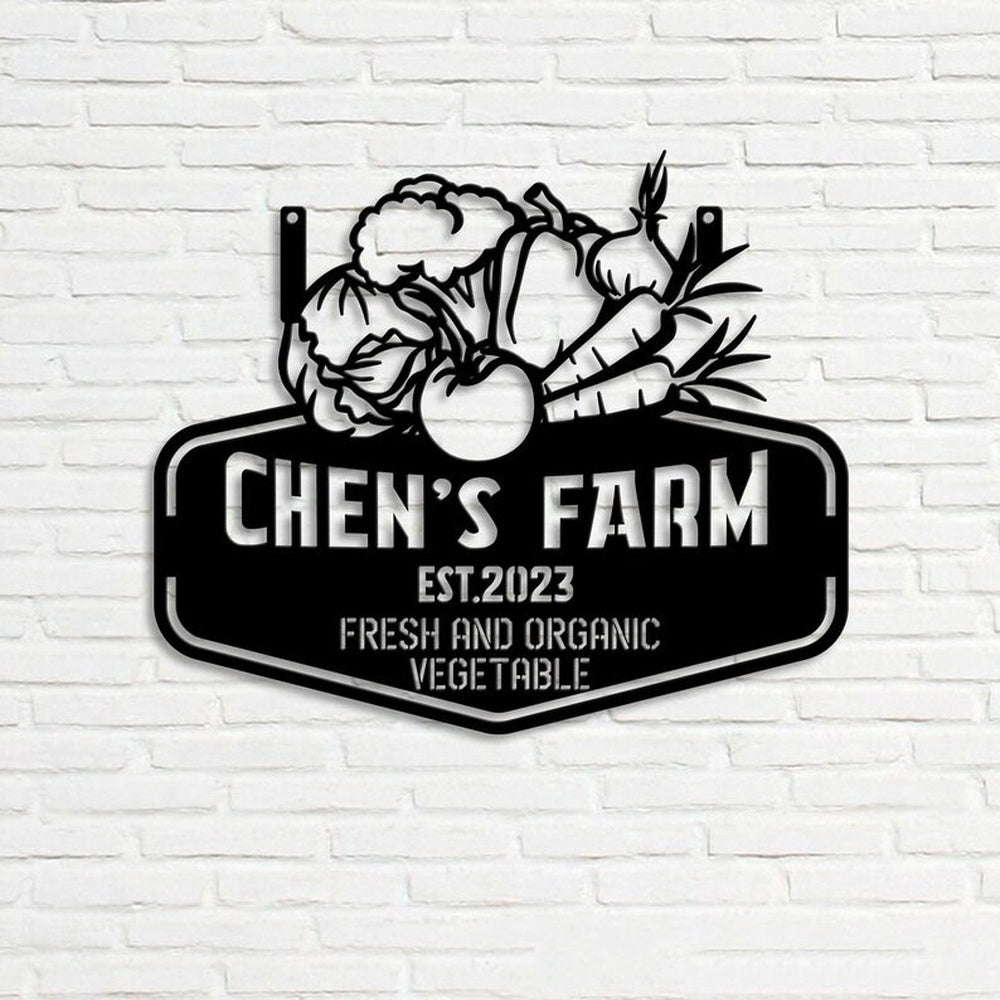 Farm Metal Sign, Fresh and Organic Vegetable Farm Vegetable Garden Custom Metal Signs