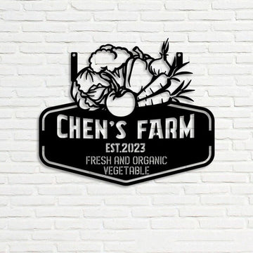 Farm Metal Sign, Fresh and Organic Vegetable Farm Vegetable Garden Custom Metal Signs