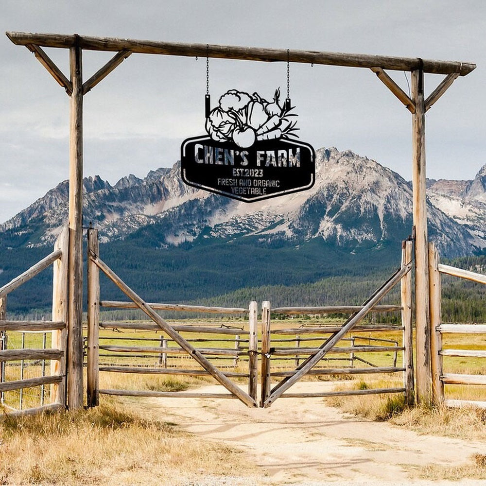 Farm Metal Sign, Fresh and Organic Vegetable Farm Vegetable Garden Custom Metal Signs