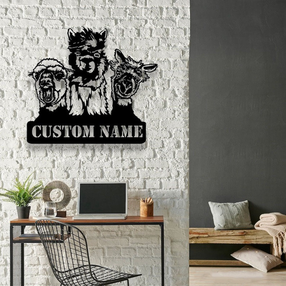 Farm Metal Sign, Funny Llama Alpaca Farmhouse Custom Metal Signs