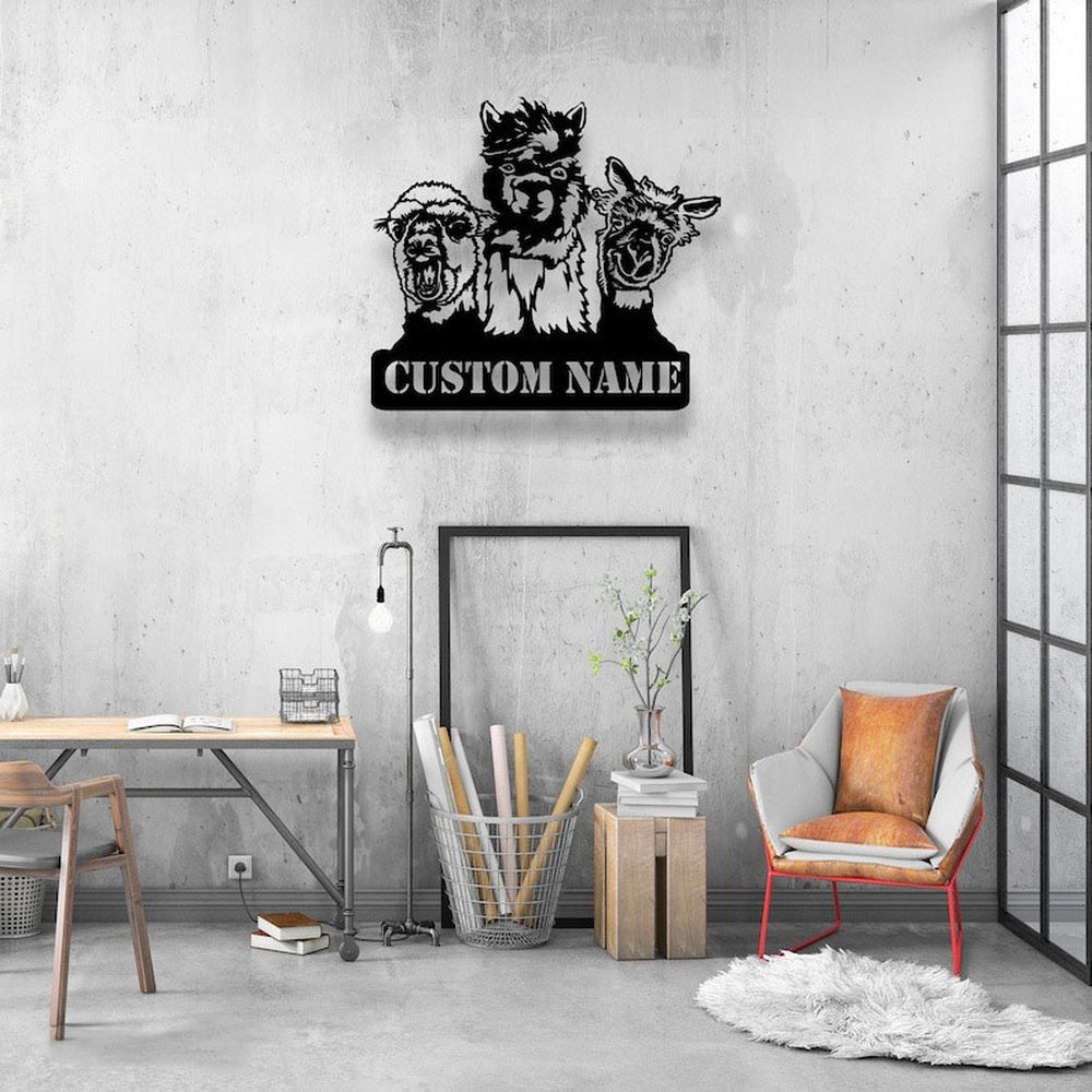 Farm Metal Sign, Funny Llama Alpaca Farmhouse Custom Metal Signs