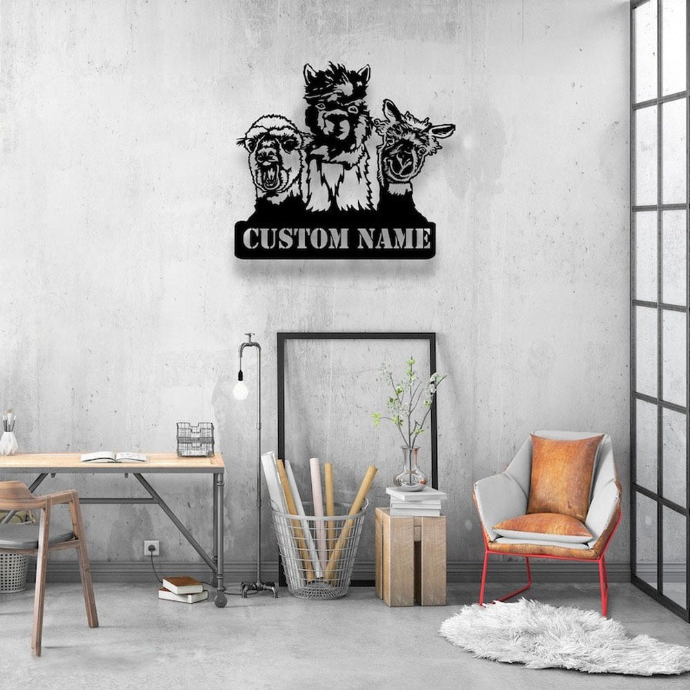 Farm Metal Sign, Funny Llama Alpaca Farmhouse Custom Metal Signs