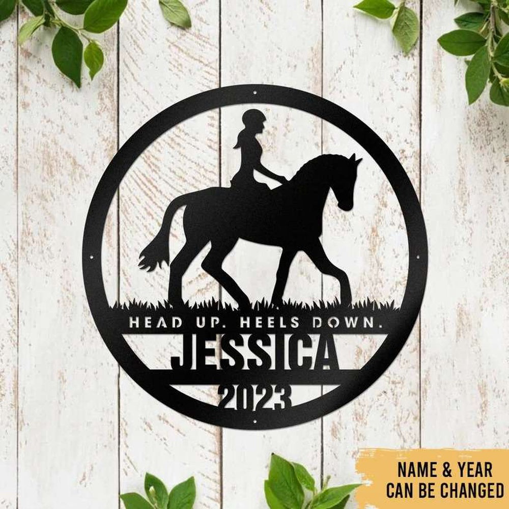 Farm Metal Sign, Girl Riding Horse Farmhouse Decor Horse Ranch Custom Metal Sign