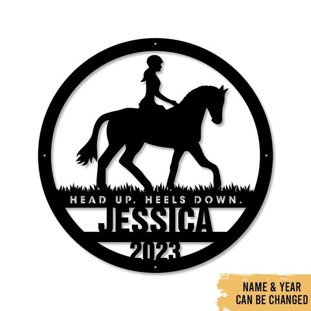 Farm Metal Sign, Girl Riding Horse Farmhouse Decor Horse Ranch Custom Metal Sign