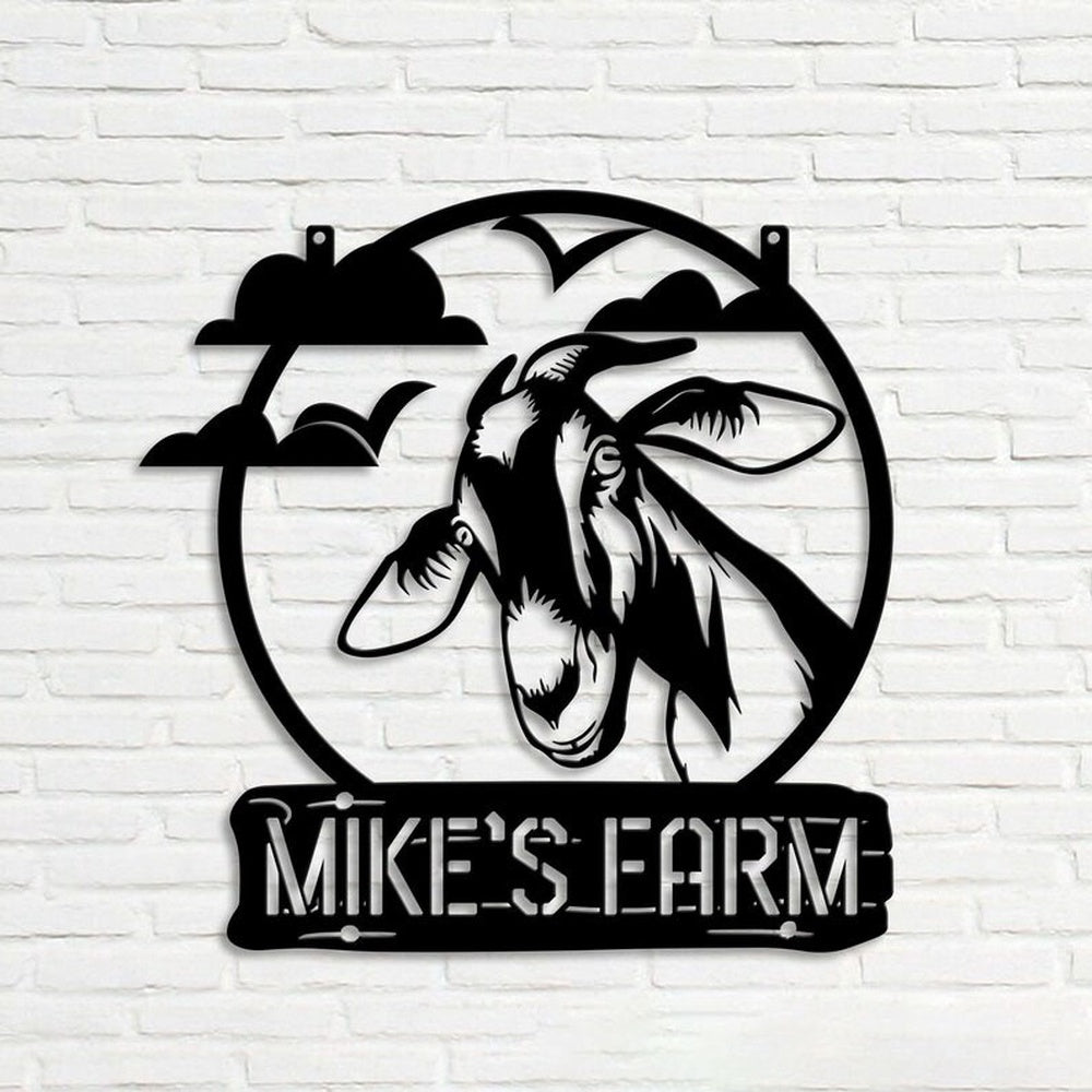 Farm Metal Sign, Goat Farm Funny Peeking Goat Custom Metal Signs