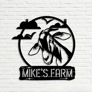 Farm Metal Sign, Goat Farm Funny Peeking Goat Custom Metal Signs