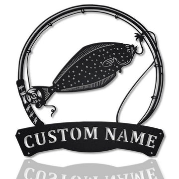 Farm Metal Sign, Halibut Fish Metal Art Personalized Metal Name Sign Decor Home Fishing Gift for Fisherman