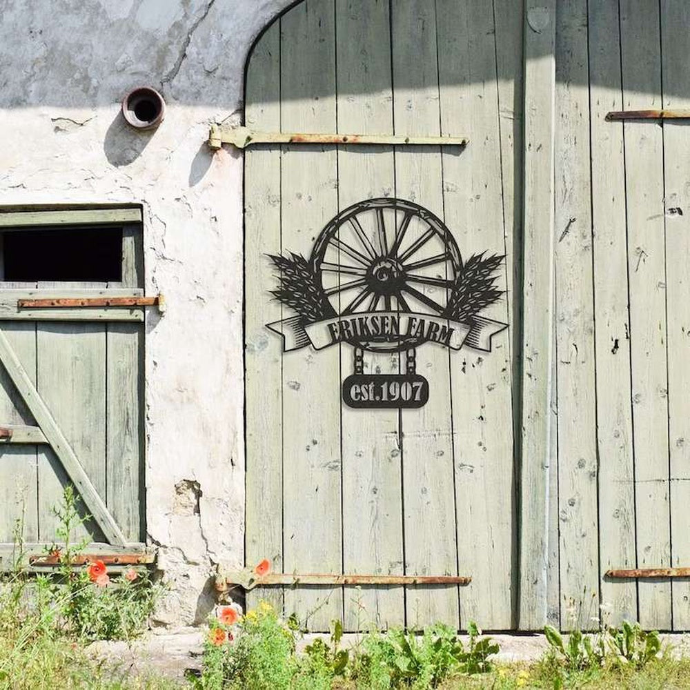Farm Metal Sign, Harvested Crop Monogram Farm Sign Custom Farmhouse Sign Home Decor Farmer Gift