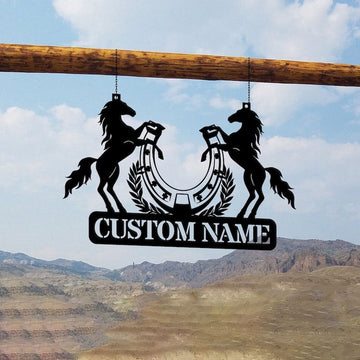 Farm Metal Sign, Horse Farm Ranch Horse Shoes Custom Metal Signs